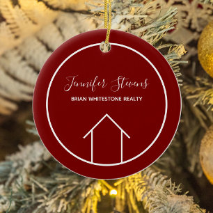 Real Anwesen Company Custom Red House Weihnachten Keramik Ornament