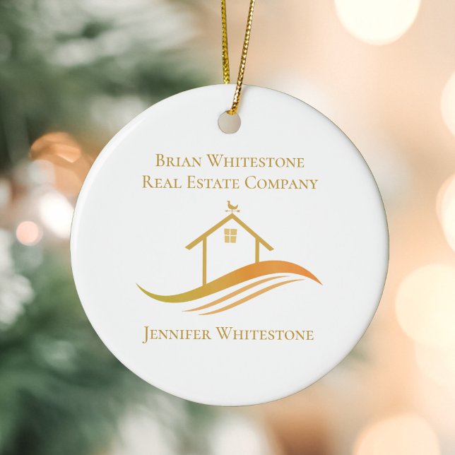Real Anwesen Company Gold House Custom Realtor Keramik Ornament (Von Creator hochgeladen)