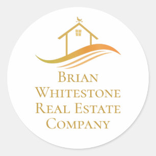 Real Anwesen Company Gold House Custom Realtor Runder Aufkleber