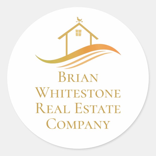 Real Anwesen Company Gold House Custom Realtor Runder Aufkleber (Vorderseite)