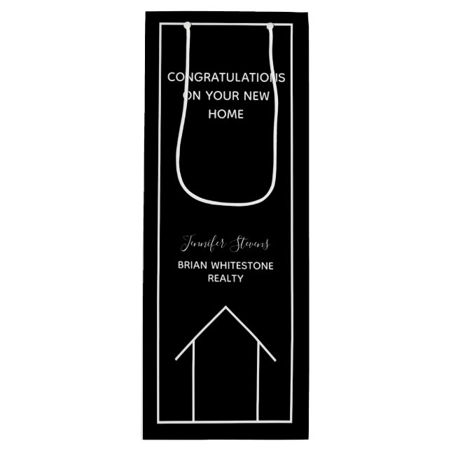 Real Anwesen Company Gratulation zu New Zuhause Geschenktüte Für Weinflaschen (Vorderseite)