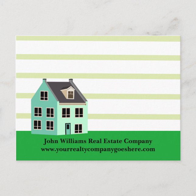 Real Anwesen Company House Modernes grünes Strickh Postkarte (Vorderseite)