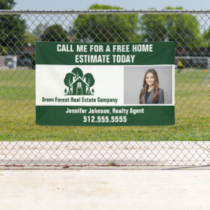 Real Anwesen Company Marketing Green Forest Zuhaus Banner
