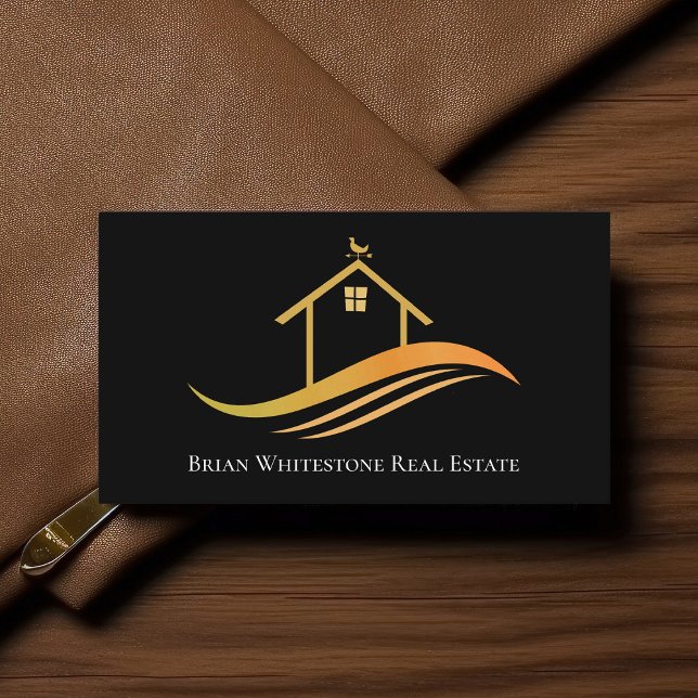 Real Anwesen Company Moderne schicke Gold Black Re Visitenkarte (Von Creator hochgeladen)
