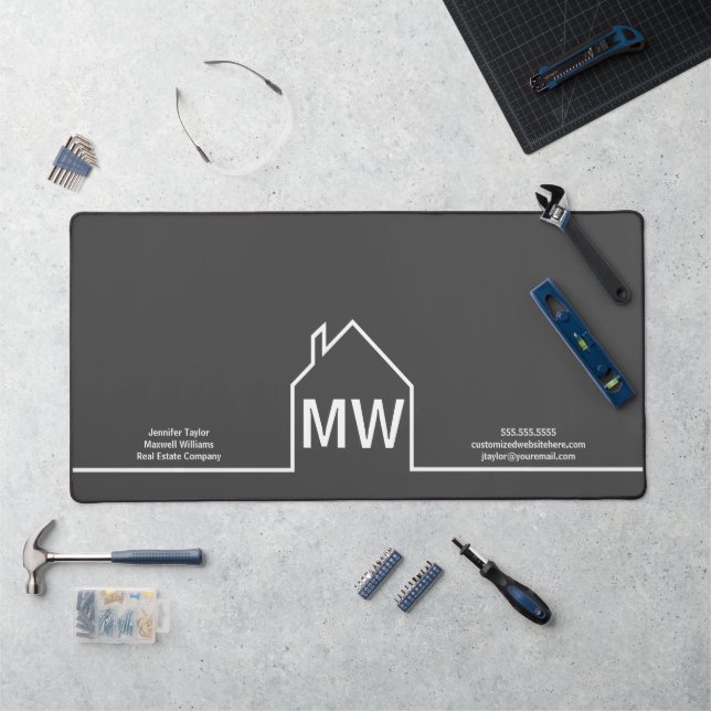 Real Anwesen Company Personalisiert Gray Realtor Schreibtischunterlage (Arbeitsplatz)