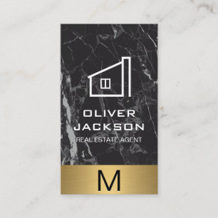 Real Anwesen Gold Trimm Monogram   Marmor Visitenkarte