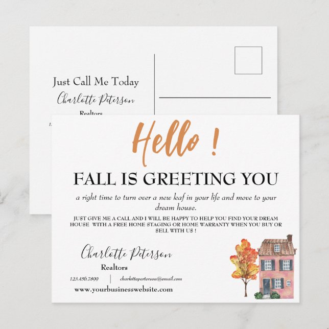Real Anwesen Herbst Marketing Landwirtschaft Postkarte (Vorne/Hinten)