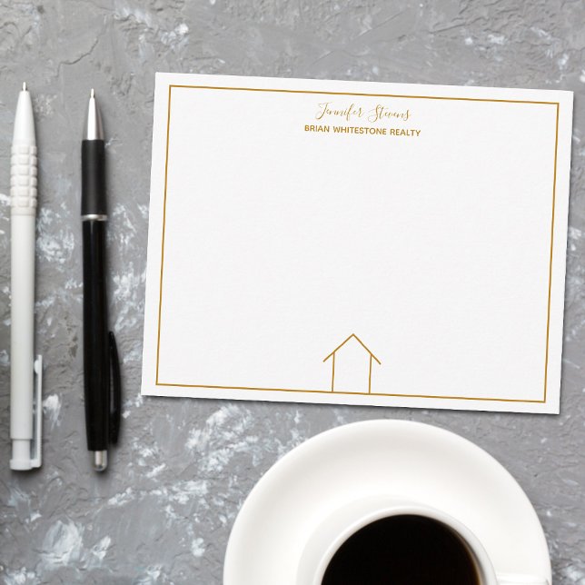 Real Anwesen House Einfach Chic Custom Gold Realto Mitteilungskarte (Von Creator hochgeladen)