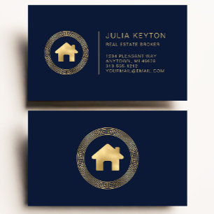 Real Anwesen House Logo griechischer Key Frame Blu Visitenkarte