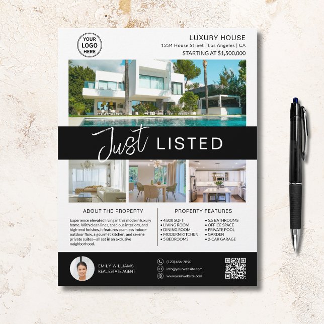 Real Anwesen House - QR-Logo Flyer (Real Estate House for Sale Logo QR Flyer)