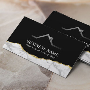 Real Anwesen House Roof Logo Modern Gold Marmor Visitenkarte