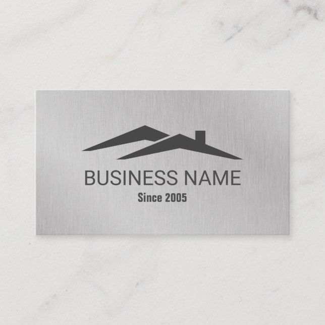 Real Anwesen House Roof Logo Realtor Metallic Visitenkarte (Vorderseite)