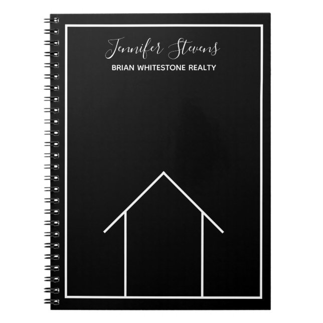 Real Anwesen House Schwarz-weiß Custom Realtor Notizblock (Vorderseite)