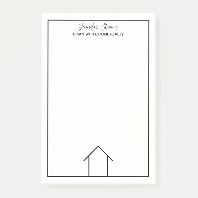 Real Anwesen House Simple Black Custom Zuhause Rea Post-it Klebezettel (Vorderseite)