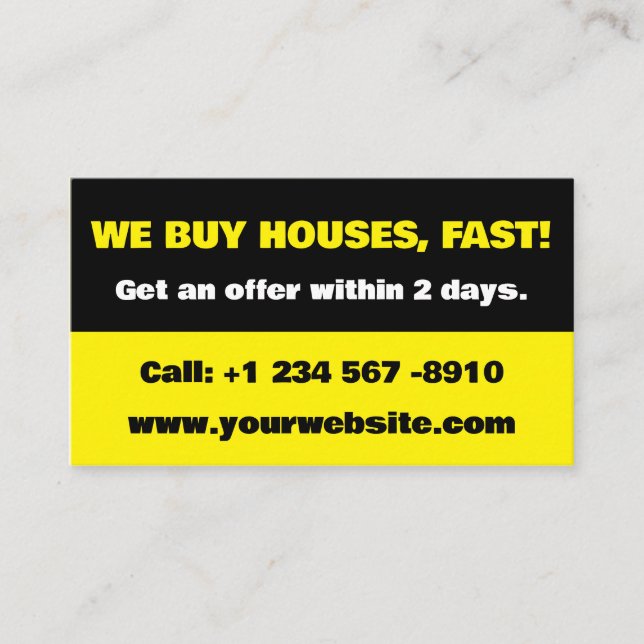 Real Anwesen Investor Business Card - Wir kaufen H Visitenkarte (Vorderseite)