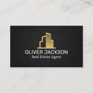 Real-Anwesen-Logo   Hintergrund schwarzer Linen Visitenkarte