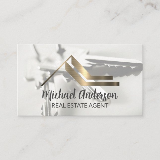 Real-Anwesen-Logo | Keys Business Card Visitenkarte (Vorderseite)