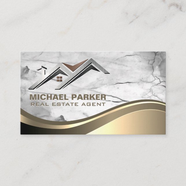 Real-Anwesen-Logo | Marble Stone Visitenkarte (Vorderseite)
