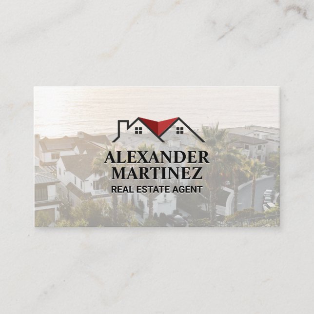 Real-Anwesen-Logo | Meeresgrundstücke Visitenkarte (Vorderseite)