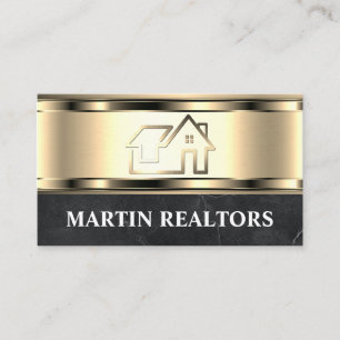 Real-Anwesen-Logo   Metallisches Gold   Luxus Visitenkarte