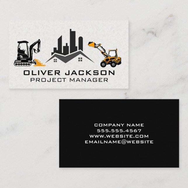 Real-Anwesen-Logo | Planierfahrzeuge Visitenkarte (Vorne/Hinten)