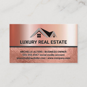 Real-Anwesen-Logo   Rose Gold Foil   Luxus Visitenkarte