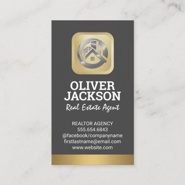 Real-Anwesen-Logo | Silver Gold Visitenkarte (Vorderseite)
