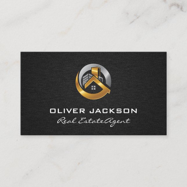 Real-Anwesen-Metal-Logo Visitenkarte (Vorderseite)
