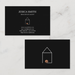 Real Anwesen Minimalistisch Black Visitenkarte