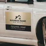 Real Anwesen Modern House Logo Black & Gold Auto Magnet<br><div class="desc">Real Anwesen Modern House Logo Black & Gold Yard Signs.</div>