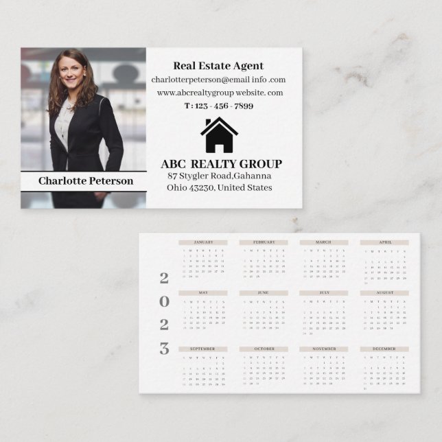 Real Anwesen Moderner Foto Kalender Visitenkarte (Vorne/Hinten)