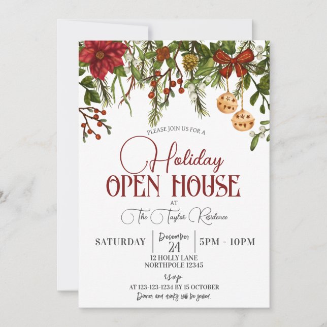 Real Anwesen Open House, Holiday Housewärme Einladung (Vorderseite)