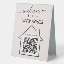 Real Anwesen Open House-Sign in QR-Code-Tabellensi Tischaufsteller