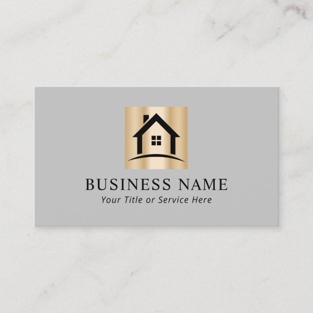 Real Anwesen Realtor Modern Gold House Logo Visitenkarte (Vorderseite)