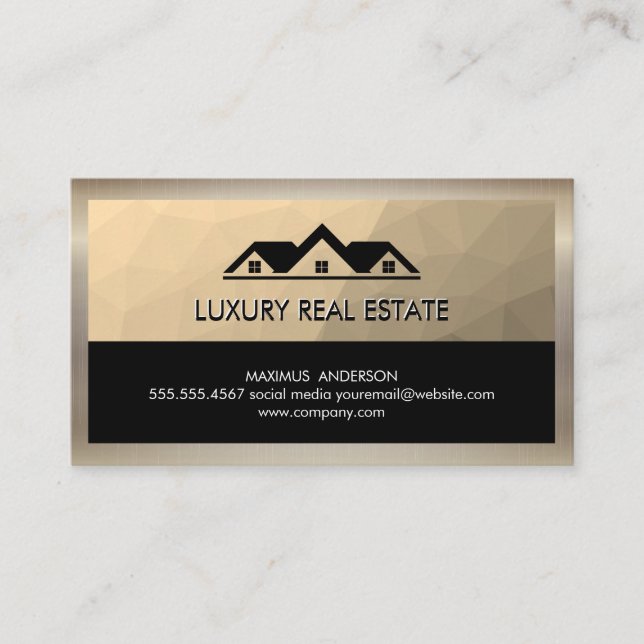 Real Anwesen Roof Top Gold Geometric Visitenkarte (Vorderseite)