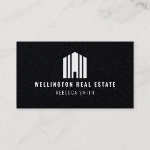 Real Anwesen Solid Black Logo Listing Agent Realto Visitenkarte