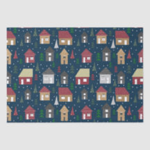 Real Anwesen Weihnachts-Haus Muster Blue Holiday