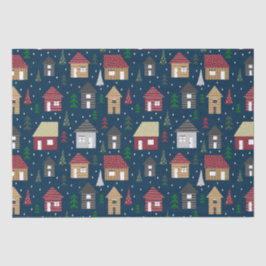 Real Anwesen Weihnachts-Haus Muster Blue Holiday Seidenpapier