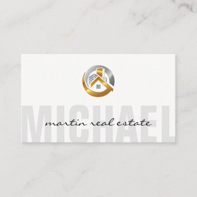 Real Anwesen Zuhause | Metallisches Logo Visitenkarte (Vorderseite)