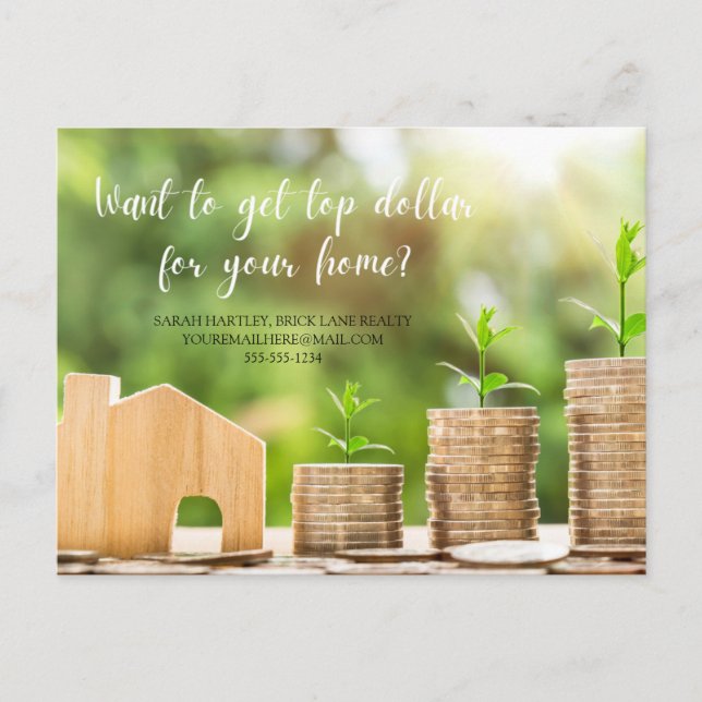 Real Anwesen Zuhause Selling Marketing Postkarte (Vorderseite)