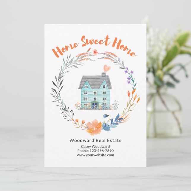 Real Anwesen Zuhause Sweet Zuhause Farbiges Market Karte (Stehend Vorderseite)