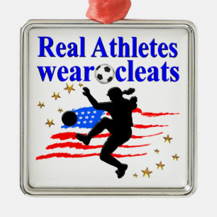 REAL ATHLETES TRAGEN CLEATS SOCCER DESIGN ORNAMENT AUS METALL