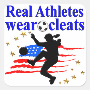 REAL ATHLETES TRAGEN CLEATS SOCCER DESIGN QUADRATISCHER AUFKLEBER