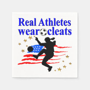 REAL ATHLETES TRAGEN CLEATS SOCCER DESIGN SERVIETTE