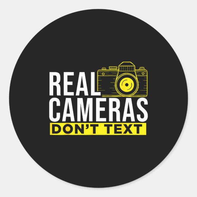 Real Cameras Don't Text Cool Photography  Runder Aufkleber (Vorderseite)