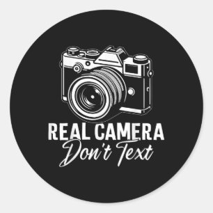 Real Cameras Dont Text Funny Snapshot Fotografie Runder Aufkleber