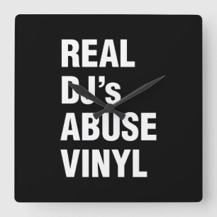 REAL DJ's ABUSE VINYL Quadratische Wanduhr