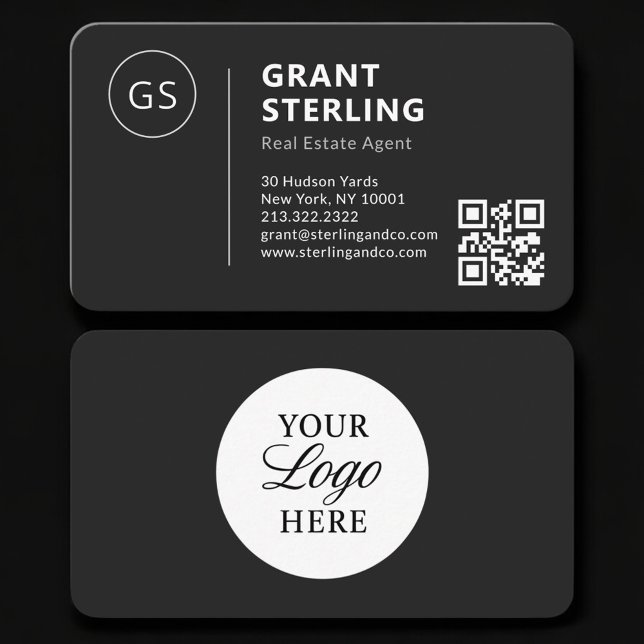 Real Estate Agent Black Logo QR Code Professional Visitenkarte (Von Creator hochgeladen)