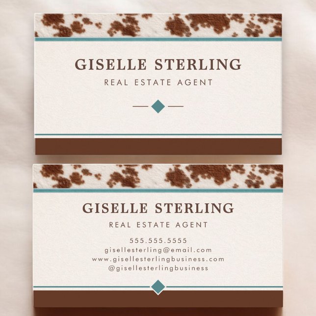 Real Estate Agent Cowhide Leather Professional Visitenkarte (Von Creator hochgeladen)