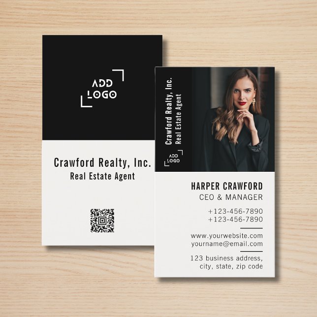 Real Estate Agent Photo Logo Simple Modern Realtor Visitenkarte (Von Creator hochgeladen)